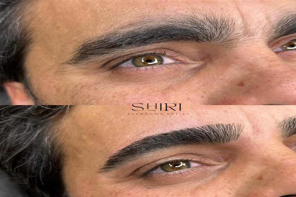 אתר Shiri Eyebrows עם תצוגת תוצאה לפני ואחרי